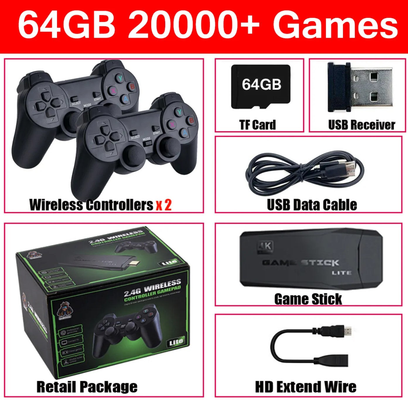 Classic Retro Game Console - 64GB HDMI TV Stick