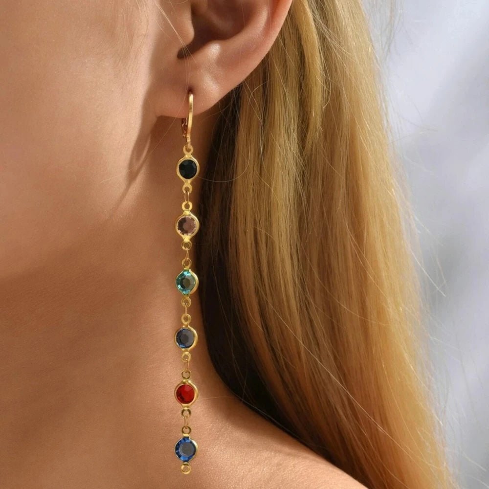 Sparkling Gemstone Circle Hoop Earrings - Halri