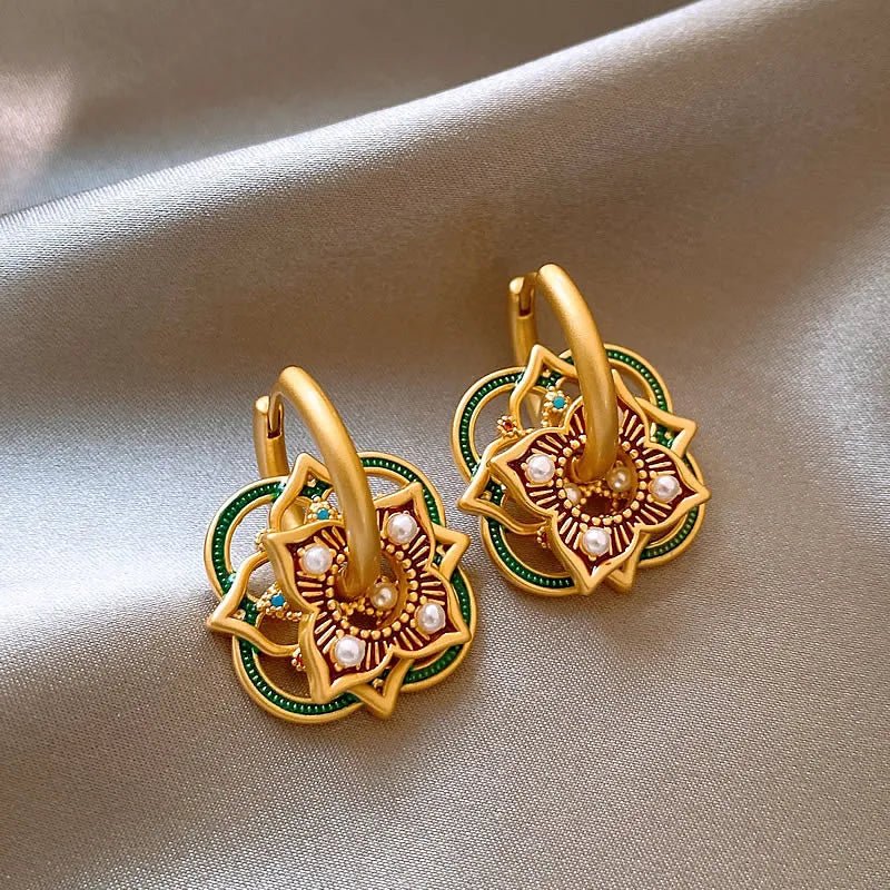 Traditional Indian Pattern Dangle Earrings - Halri