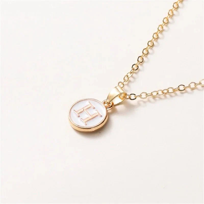 Luxury Gold Monogram Circle Pendant Necklace