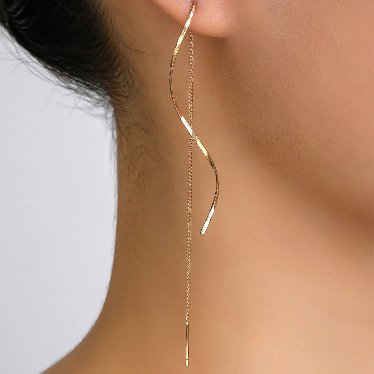 Trendy Wavy Tassel Drop Earrings