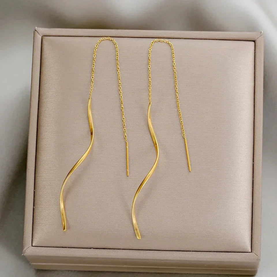 Trendy Wavy Tassel Drop Earrings