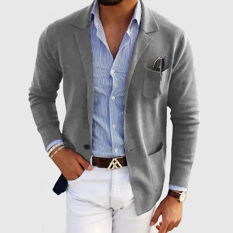 Classic Fit Men's Blazer with Button Pockets