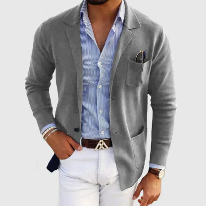 Classic Fit Men's Blazer with Button Pockets