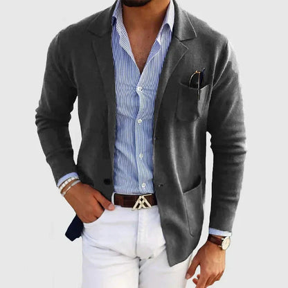 Classic Fit Men's Blazer with Button Pockets