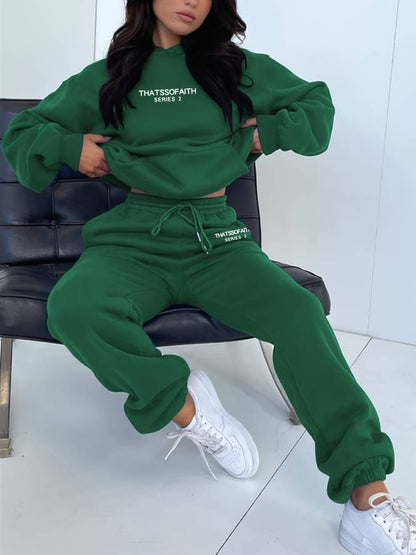 Comfortable Women's Sweatpants Hoodie Outfit Set