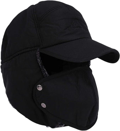Warm Mens Snow Beanie Hat With Earflaps