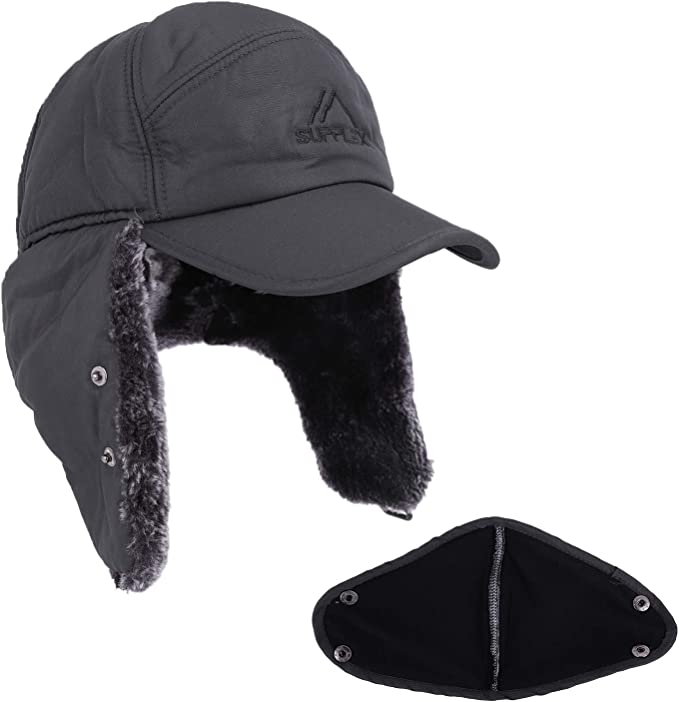 Warm Mens Snow Beanie Hat With Earflaps