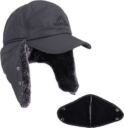 Warm Mens Snow Beanie Hat With Earflaps