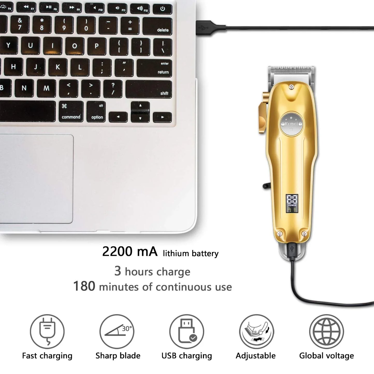 Premium Cordless Hair Trimmers for Men Gold Kit