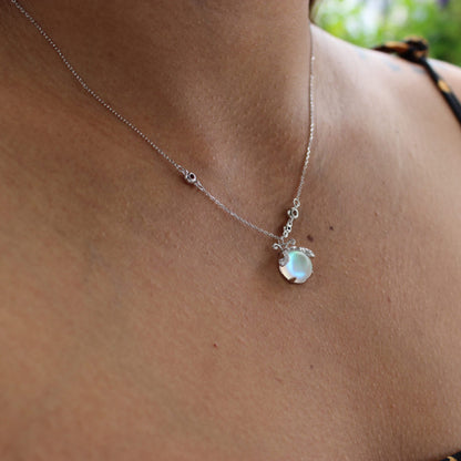 Natural Stone Silver Chain Necklace