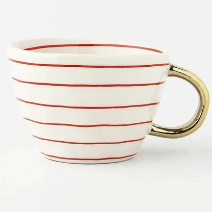 Colorful Ceramic Coffee Mug with Golden Handle