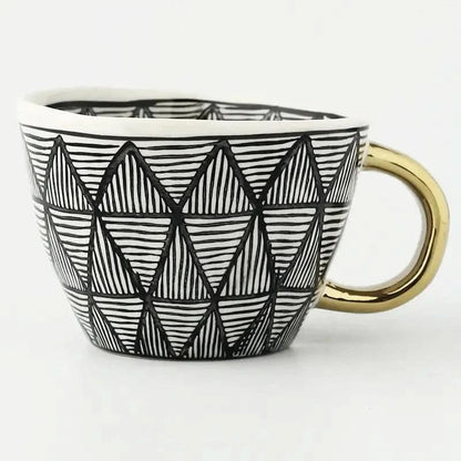 Colorful Ceramic Coffee Mug with Golden Handle - Halri