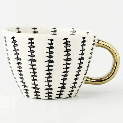 Colorful Ceramic Coffee Mug with Golden Handle