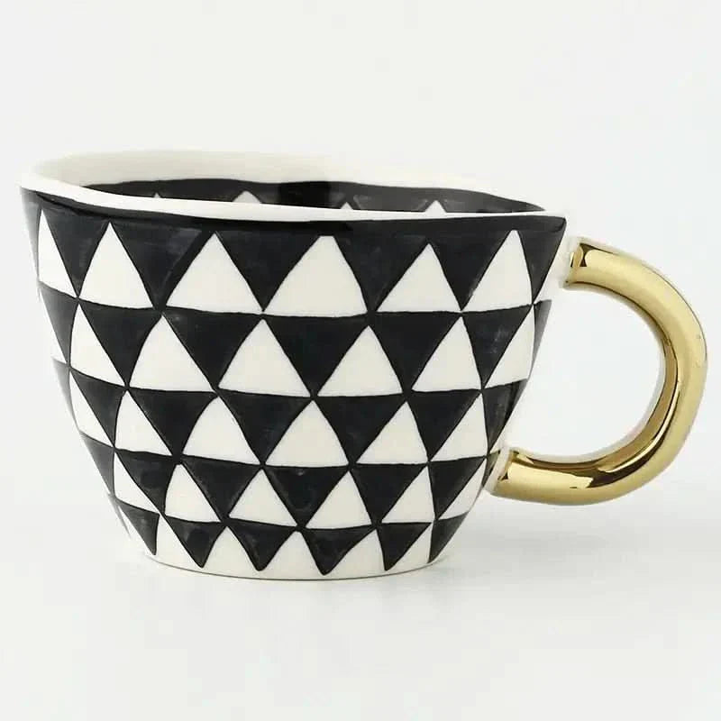 Colorful Ceramic Coffee Mug with Golden Handle