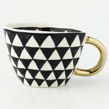 Colorful Ceramic Coffee Mug with Golden Handle