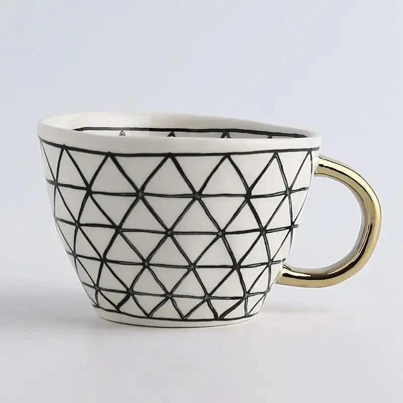 Colorful Ceramic Coffee Mug with Golden Handle