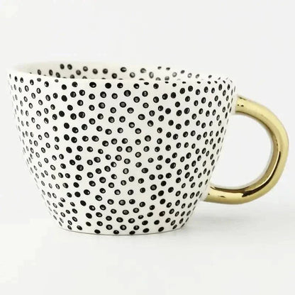 Colorful Ceramic Coffee Mug with Golden Handle