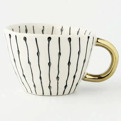 Colorful Ceramic Coffee Mug with Golden Handle