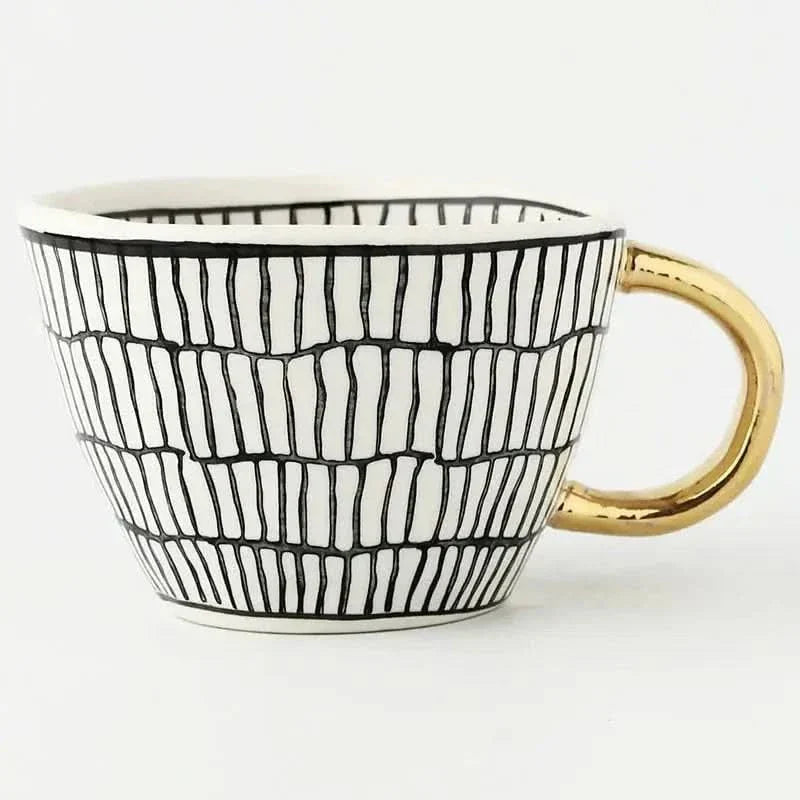 Colorful Ceramic Coffee Mug with Golden Handle