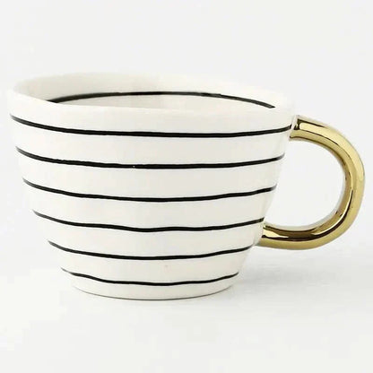 Colorful Ceramic Coffee Mug with Golden Handle
