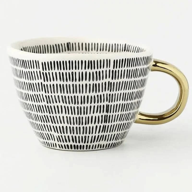Colorful Ceramic Coffee Mug with Golden Handle
