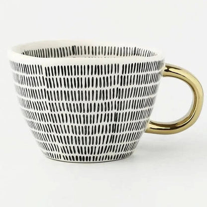 Colorful Ceramic Coffee Mug with Golden Handle