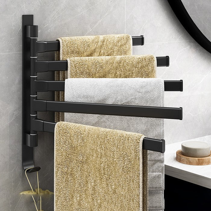 Space Saving 5-Arm Towel Rack in Black - Halri