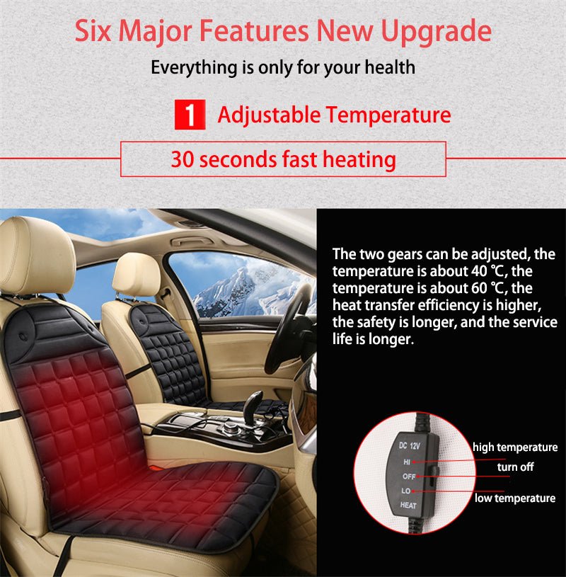Warm Car Seat Cover with Thermal Control and Grip