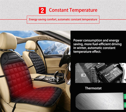 Warm Car Seat Cover with Thermal Control and Grip