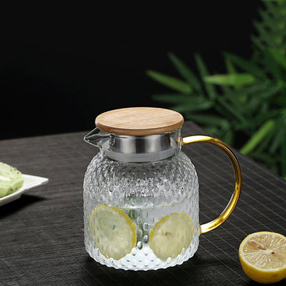 Stylish Glass Pitcher with Wooden Lid - Halri