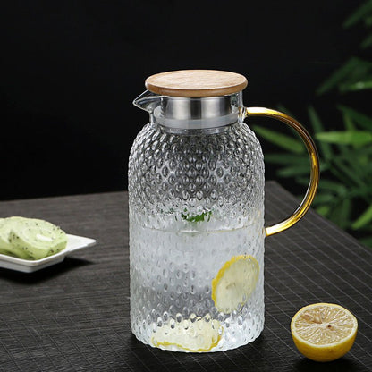 Stylish Glass Pitcher with Wooden Lid