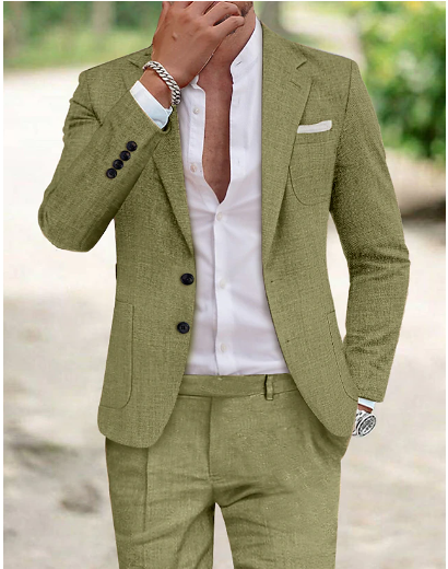 Breathable Men's Linen Suit – Classic Fit Summer Jacket Set - Halri