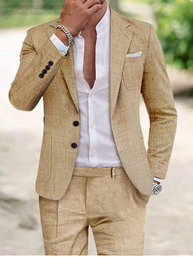 Breathable Men's Linen Suit – Classic Fit Summer Jacket Set