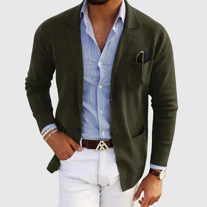 Classic Fit Men's Blazer with Button Pockets