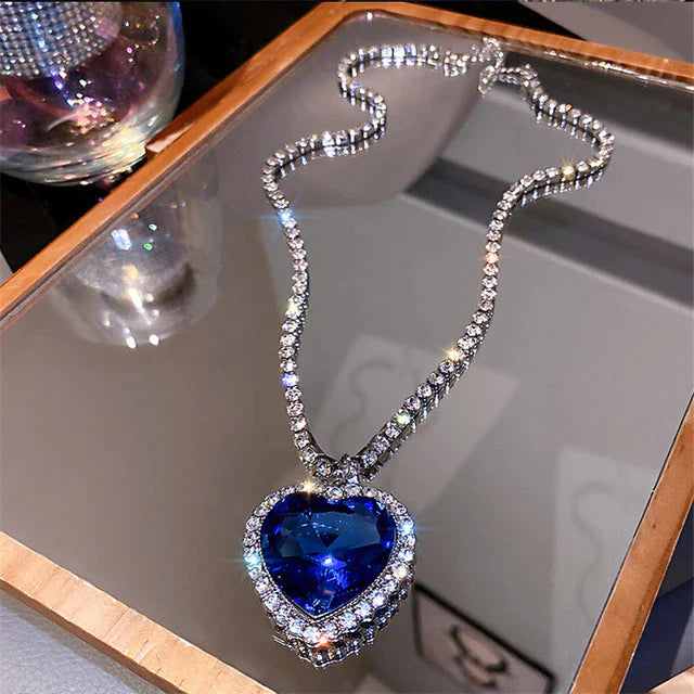 Sparkling Silver Heart Pendant Necklace - Halri