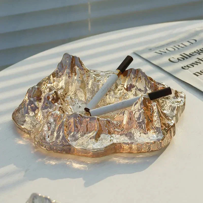 Frosty Glass Mountain Ashtray Decor
