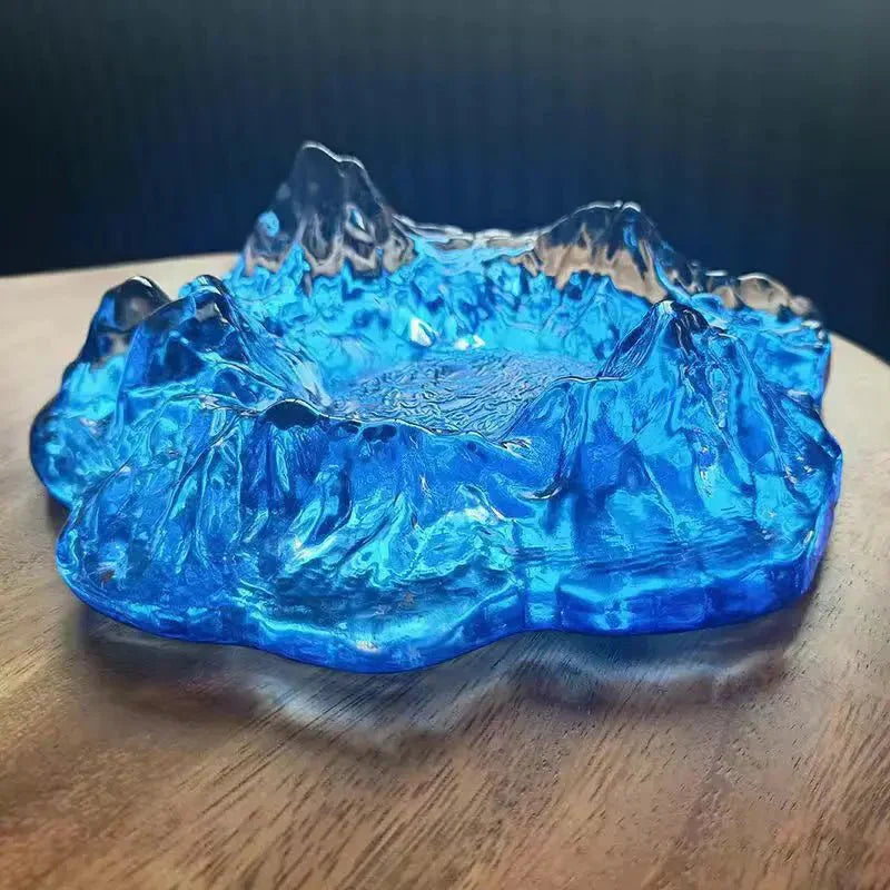 Frosty Glass Mountain Ashtray Decor