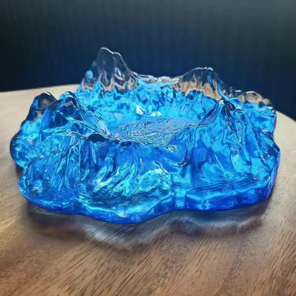 Frosty Glass Mountain Ashtray Decor