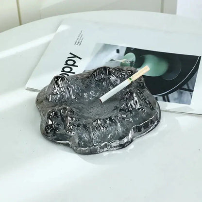 Frosty Glass Mountain Ashtray Decor