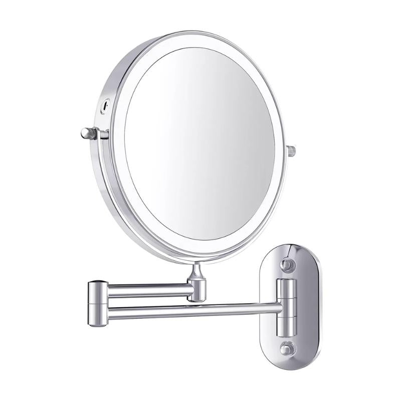 Stylish LED Lighted Mirror with Chrome Border and Zoom