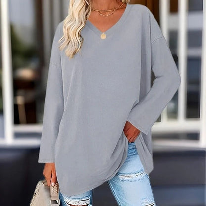 Stylish V-Neck Casual Long Sleeve Shirt