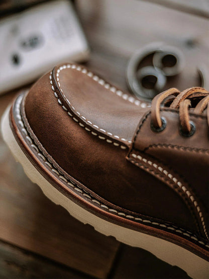 Rugged Genuine Leather Moc Toe Boots