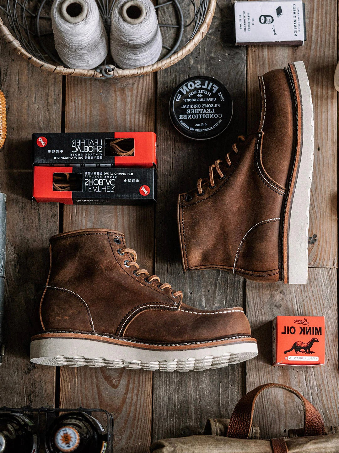 Rugged Genuine Leather Moc Toe Boots