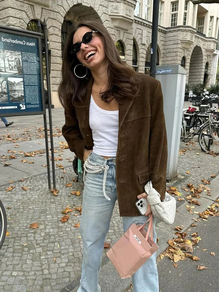 Luxurious Tan Leather Women's Jacket - Befez