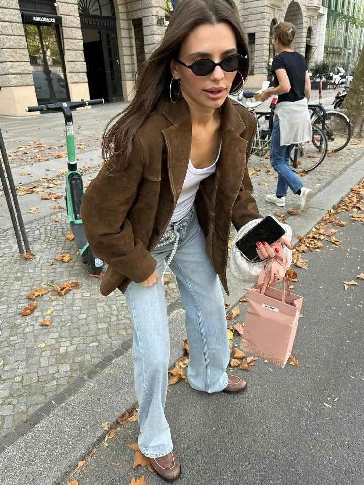 Luxurious Tan Leather Women's Jacket