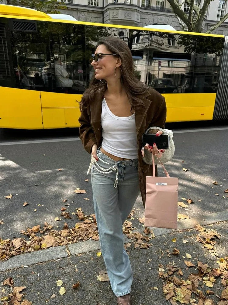 Luxurious Tan Leather Women's Jacket