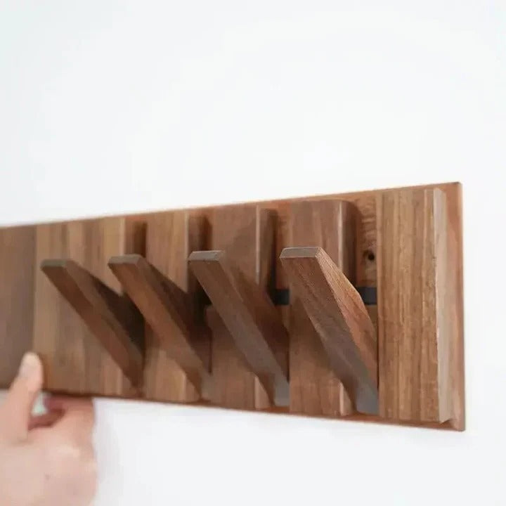 Stylish Wood Wall Mounted Coat Hanger and Hooks