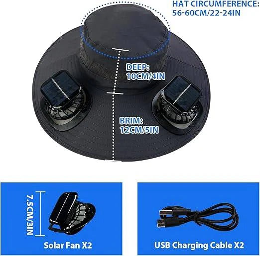 Portable Cooling Sun Hat with USB Rechargeable Fans