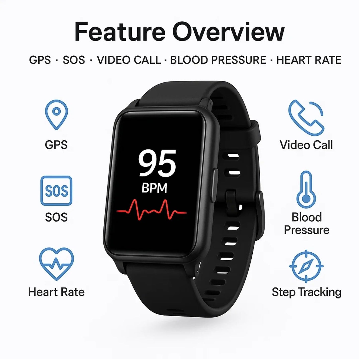 Elderly Alert GPS Smart Watch